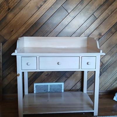White pine Three drawer entryway / media shelf