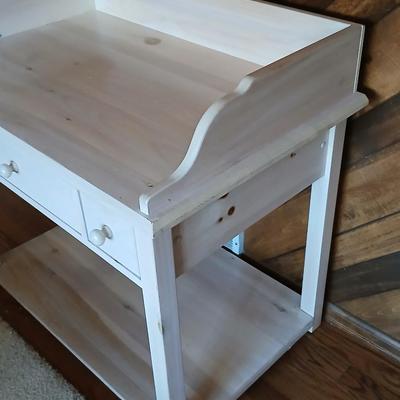 White pine Three drawer entryway / media shelf