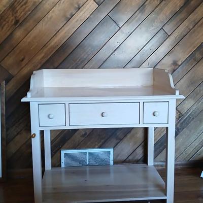 White pine Three drawer entryway / media shelf