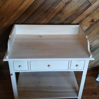 White pine Three drawer entryway / media shelf