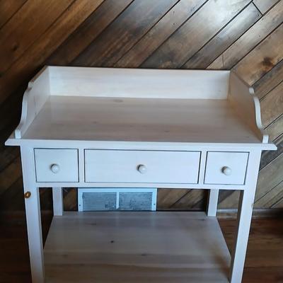 White pine Three drawer entryway / media shelf