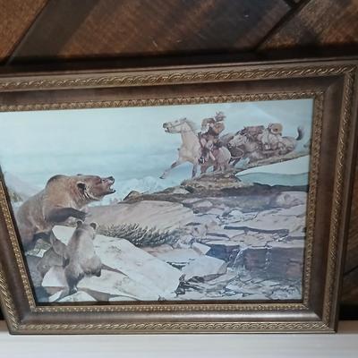 Wall mirror and western framed wall art