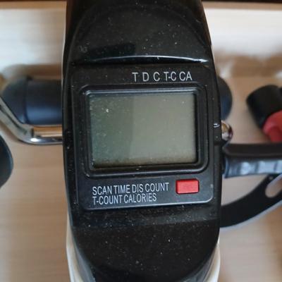 Exercise equipment, stretch bands, hand weights, DVD's and a portable pedal bike