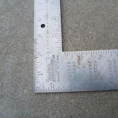 Wooden Jorgenson hand screw clamp with utility square and a combination square