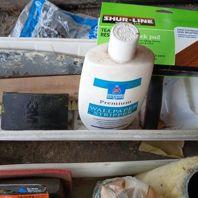 Painting supplies, rollers, brushes, with an assortment of tools to help you paint