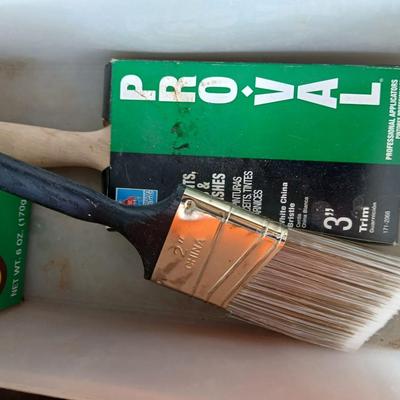 Painting supplies, rollers, brushes, with an assortment of tools to help you paint