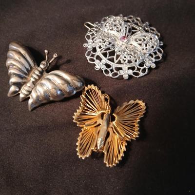 Butterfly brooches and pins W. Germany, Mexico marked