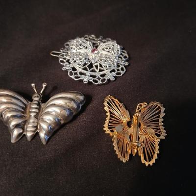 Butterfly brooches and pins W. Germany, Mexico marked