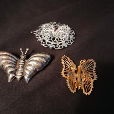 Butterfly brooches and pins W. Germany, Mexico marked