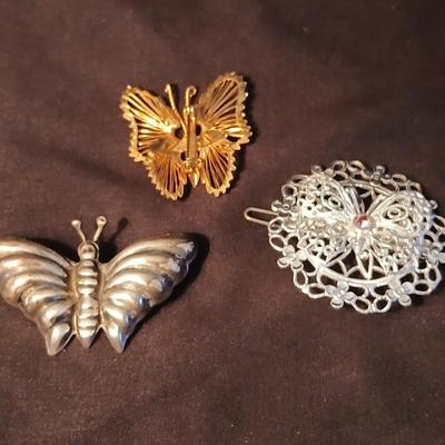 Butterfly brooches and pins W. Germany, Mexico marked