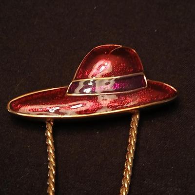 Necklace pendants and red hat society pins - 10k bus - 14k letter A - and more