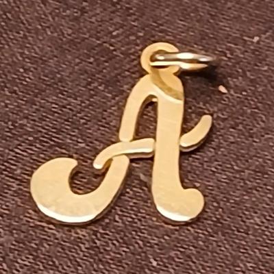 Necklace pendants and red hat society pins - 10k bus - 14k letter A - and more