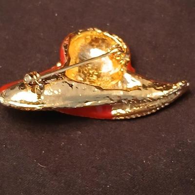 Necklace pendants and red hat society pins - 10k bus - 14k letter A - and more