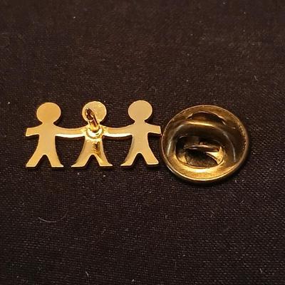 Necklace pendants and red hat society pins - 10k bus - 14k letter A - and more