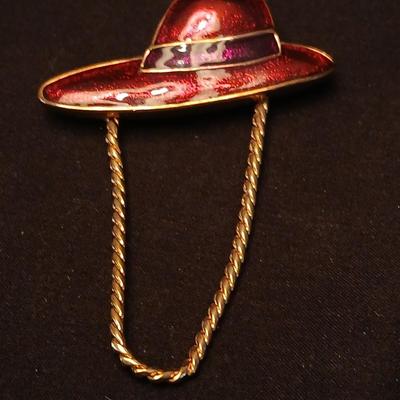 Necklace pendants and red hat society pins - 10k bus - 14k letter A - and more