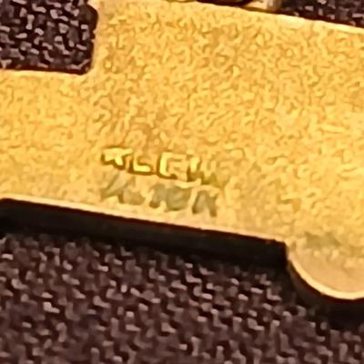 Necklace pendants and red hat society pins - 10k bus - 14k letter A - and more
