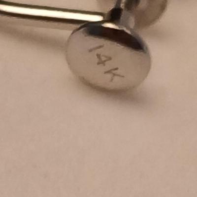 14k marked earrings with pearl like pendant and pearl like pendant on chain