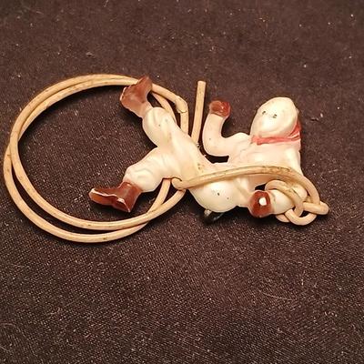 Vintage 1940's cowboy brooch - sterling charm - Alumni awards with bracelet