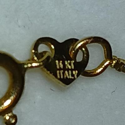 DR 14K Italy Marked chain necklace with pendant and a long pearl like necklace