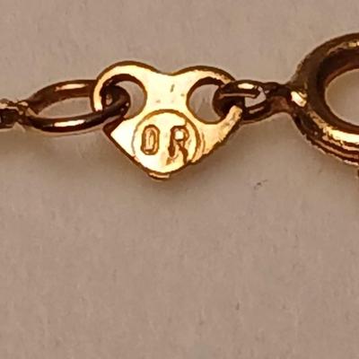 DR 14K Italy Marked chain necklace with pendant and a long pearl like necklace