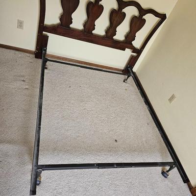 Full size bed - headboard and frame with mattress and boxsprings & bedding