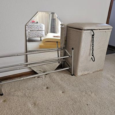 Laundry hamper with Mirror, shoe shelf and closet organizers