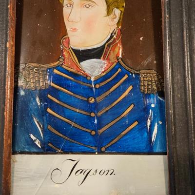 President Andrew Jackson Reverse Glass Painting
