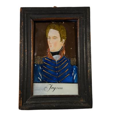 President Andrew Jackson Reverse Glass Painting