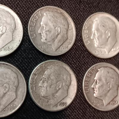 6 SILVER DIMES