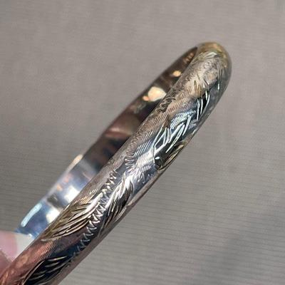 Hinged Sterling Bracelet Etched