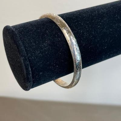Hinged Sterling Bracelet Etched