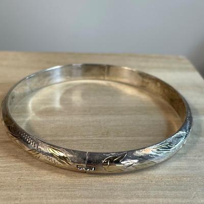 Hinged Sterling Bracelet Etched