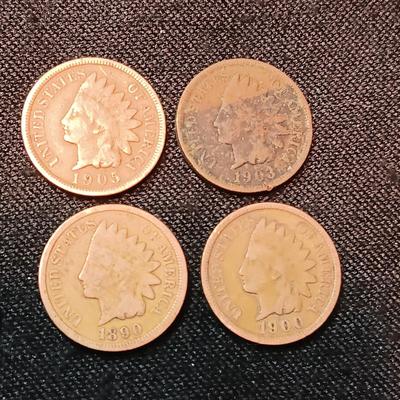 4 INDIAN HEAD PENNIES