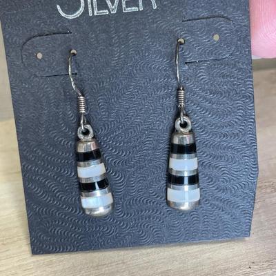 Onyx and Mother of Pearl sterling earrings