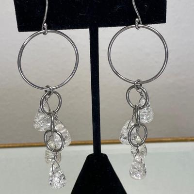 Long Sterling and rock crystal drop earrings