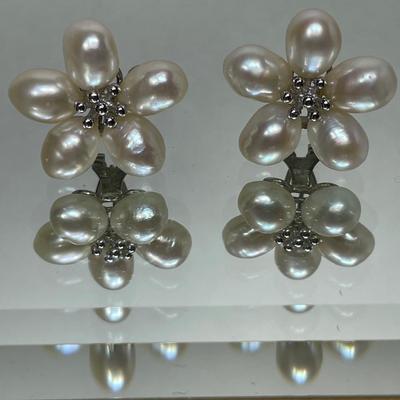 Gorgeous Pearl and Sterling earrings