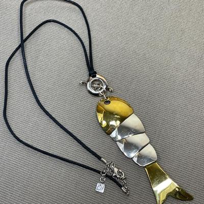 RLM Studio Sterling and brass fish pendant necklace