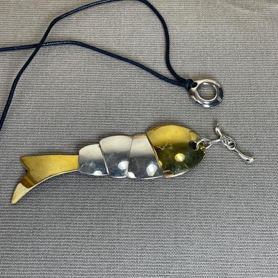 RLM Studio Sterling and brass fish pendant necklace