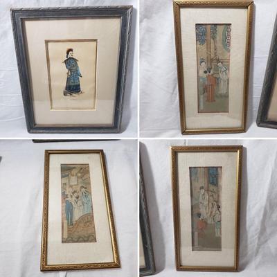 Four Glass Framed Asian Hand Painted Art (1018FR-KD)