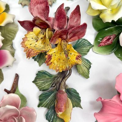 Vintage Capodimonte Flower Lot - 13 Gorgeous Ceramic Flowers - Made in Italy