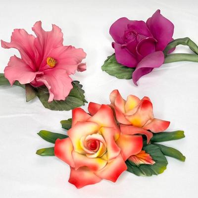 Vintage Capodimonte Flower Lot - 13 Gorgeous Ceramic Flowers - Made in Italy