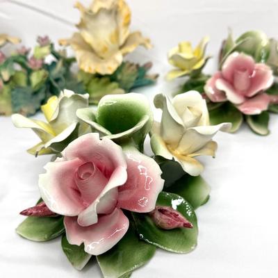 Vintage Capodimonte Flower Lot - 13 Gorgeous Ceramic Flowers - Made in Italy