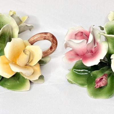 Vintage Capodimonte Flower Lot - 13 Gorgeous Ceramic Flowers - Made in Italy