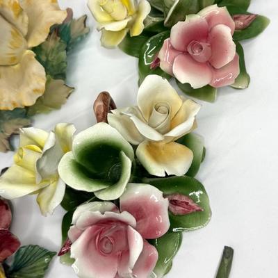 Vintage Capodimonte Flower Lot - 13 Gorgeous Ceramic Flowers - Made in Italy