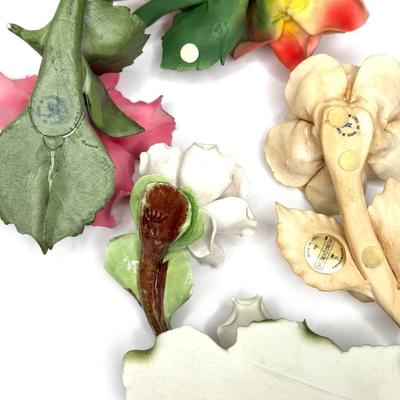 Vintage Capodimonte Flower Lot - 13 Gorgeous Ceramic Flowers - Made in Italy