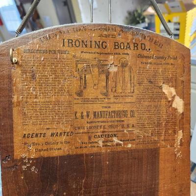 Antique K & W Manufacturing Co Chillicothe Ohio Ironing Board