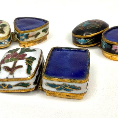 Set of 6 Miniature Vintage Cloisonne Pill Boxes