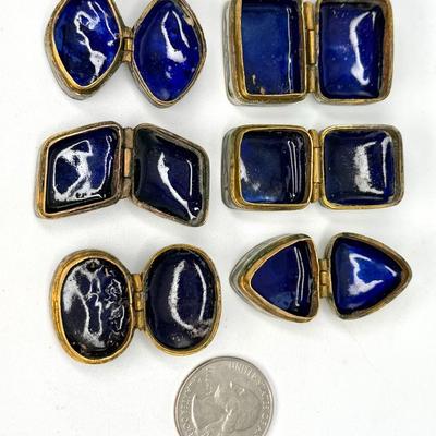 Set of 6 Miniature Vintage Cloisonne Pill Boxes