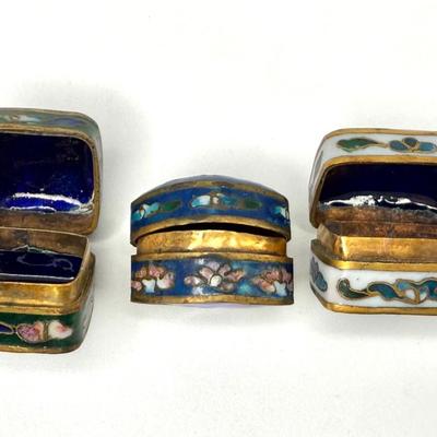 Set of 6 Miniature Vintage Cloisonne Pill Boxes