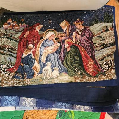 Large Lot of Holiday Theme Linen Placemats